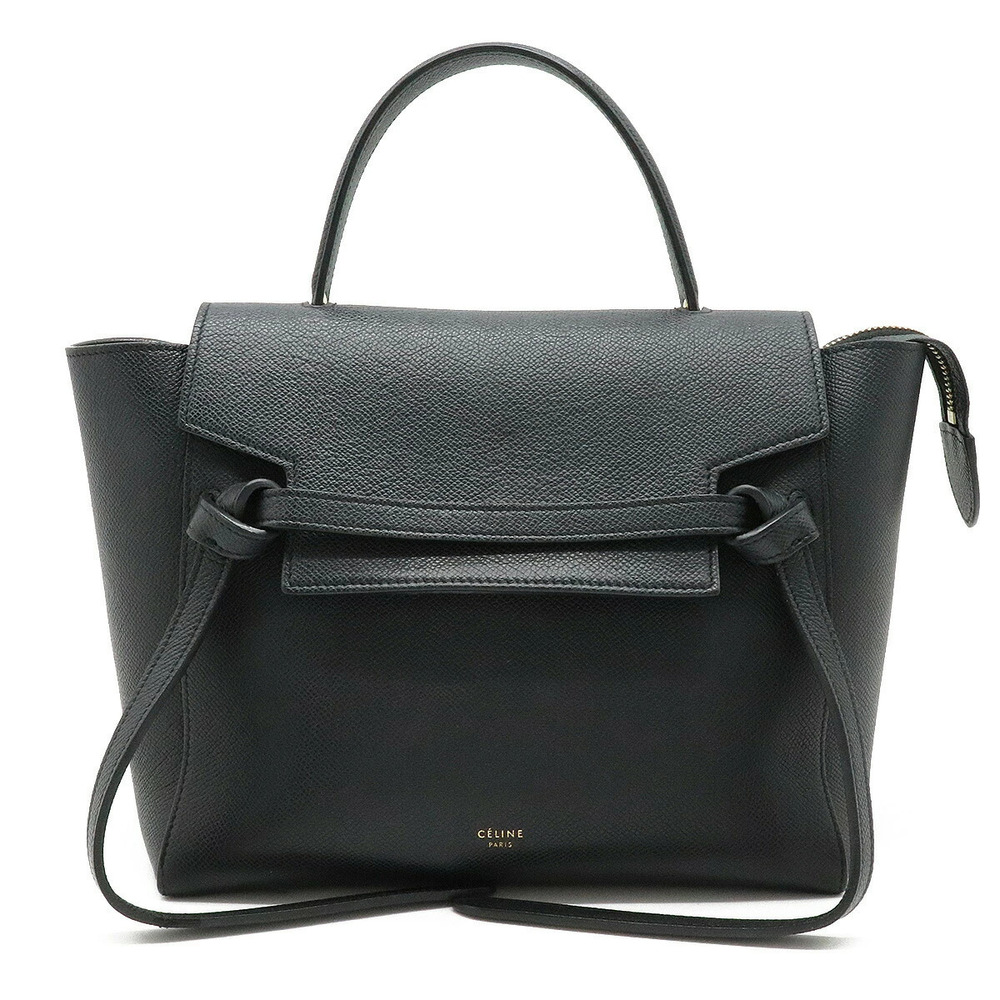 Celine Belt Leather Crossbody Bag Handbag Leather Black Shoulder Strap